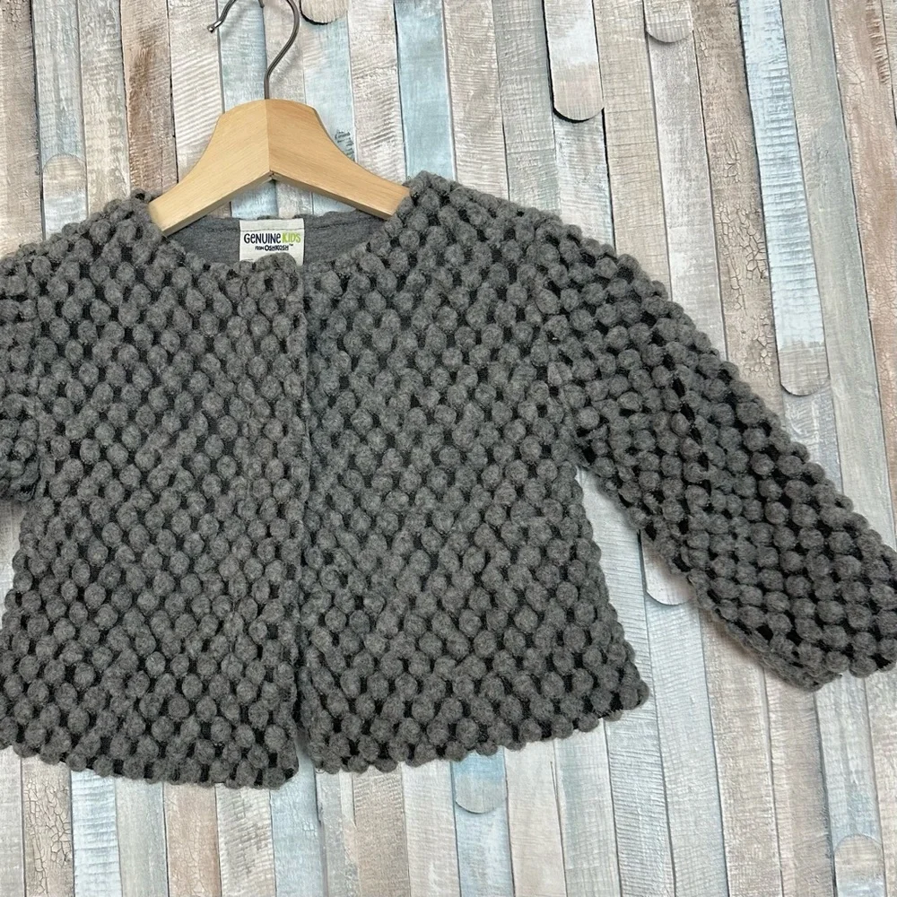 Genuine Kids Oshkosh 4T Gray Wool Knit Bubble Bauble Cardigan Sweater Girls‎